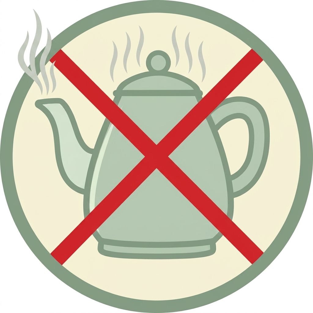 Symbole circulaire d'une bouilloire barrée